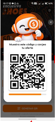 Código QR de canje en la aplicación